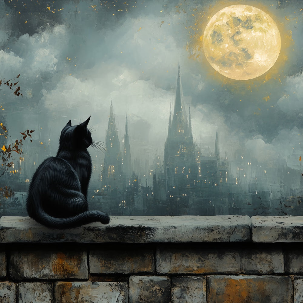 Halloween Moon Backdrop Gothic Moonrise City Backdrop UK CSH57-76