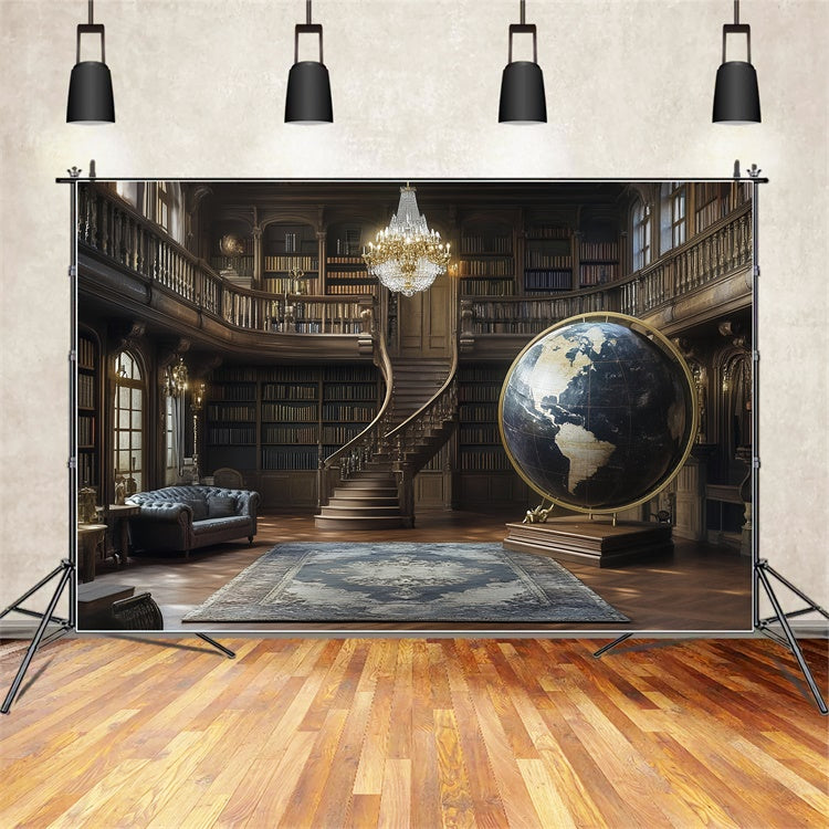 Vintage Studio Backdrop Antique Library Globe Backdrop UK CSH57-88