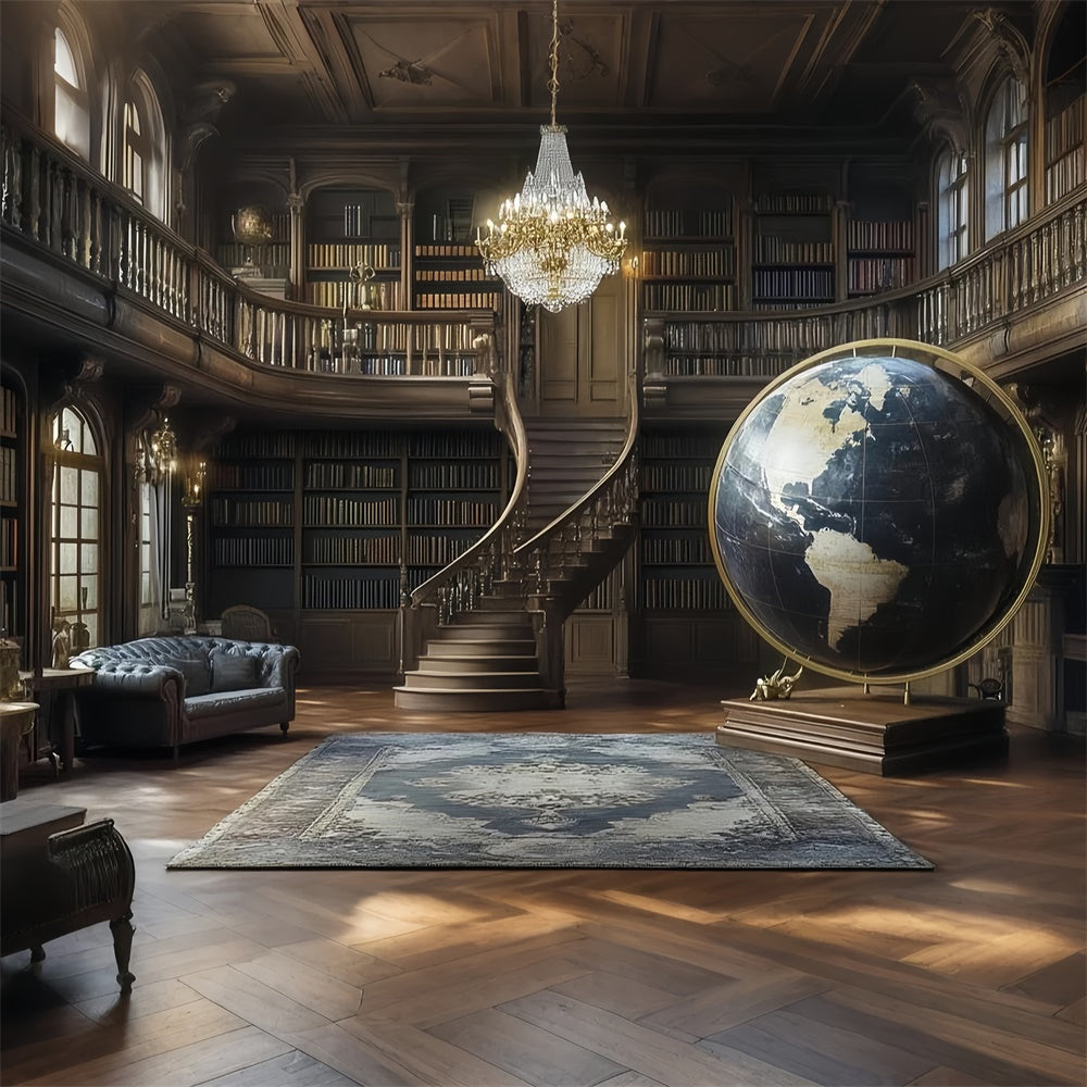 Vintage Studio Backdrop Antique Library Globe Backdrop UK CSH57-88