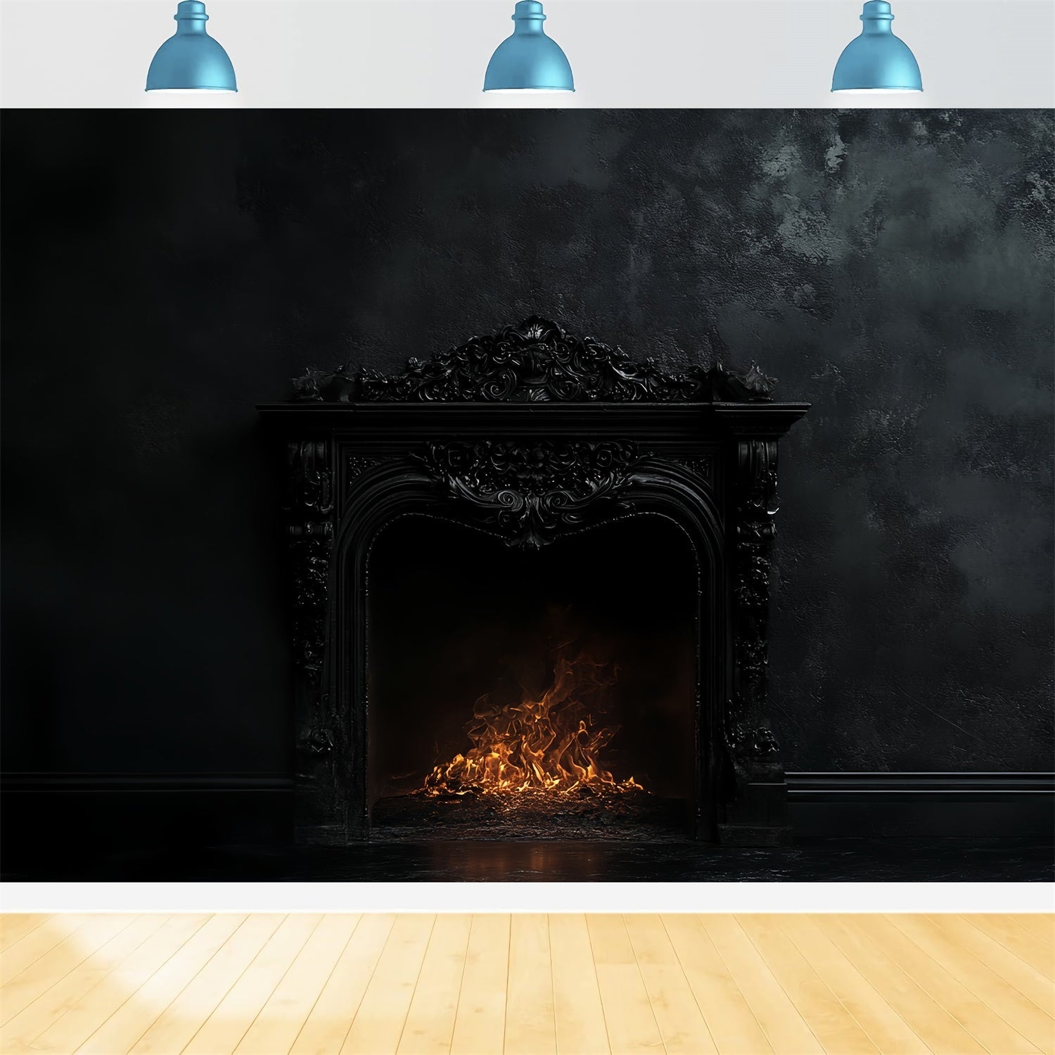 Vintage Studio Backdrop Midnight Flame Mantel Backdrop UK CSH57-93