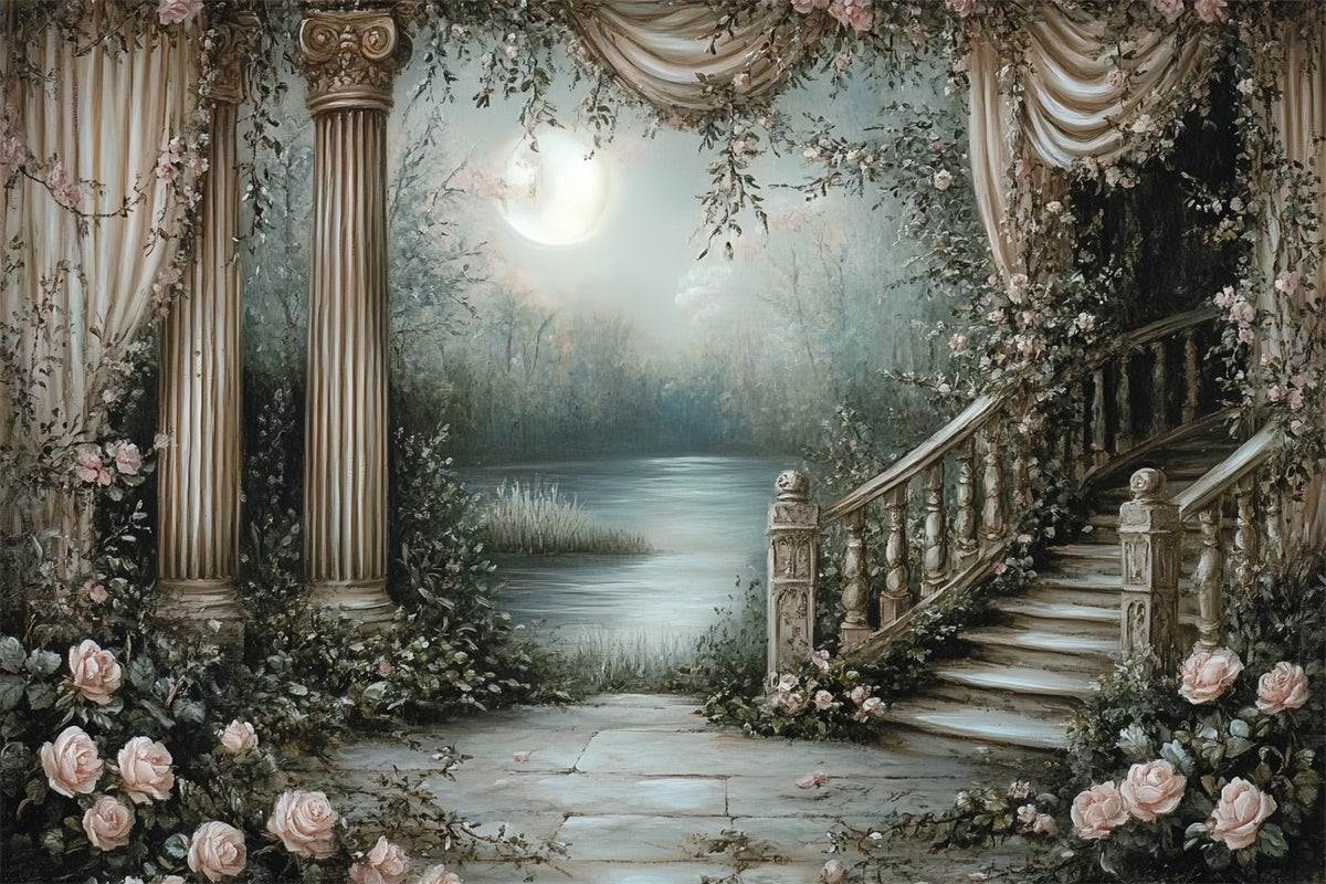 Backdrop Vintage Enchanted Moonlit Garden Backdrop UK CSH57-95