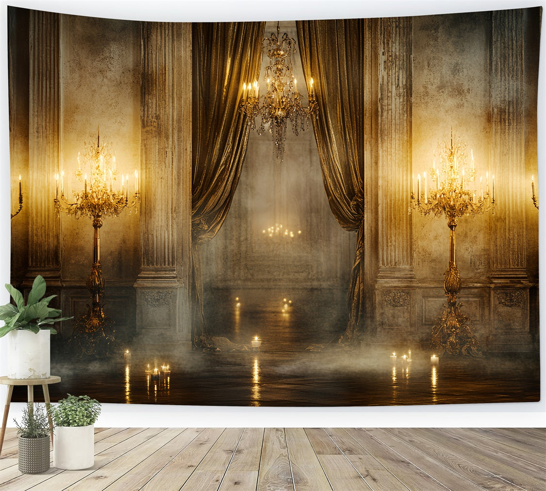 Baroque Backdrop Candlelit Golden Hall Vintage Photo Backdrop UK CSH57-99