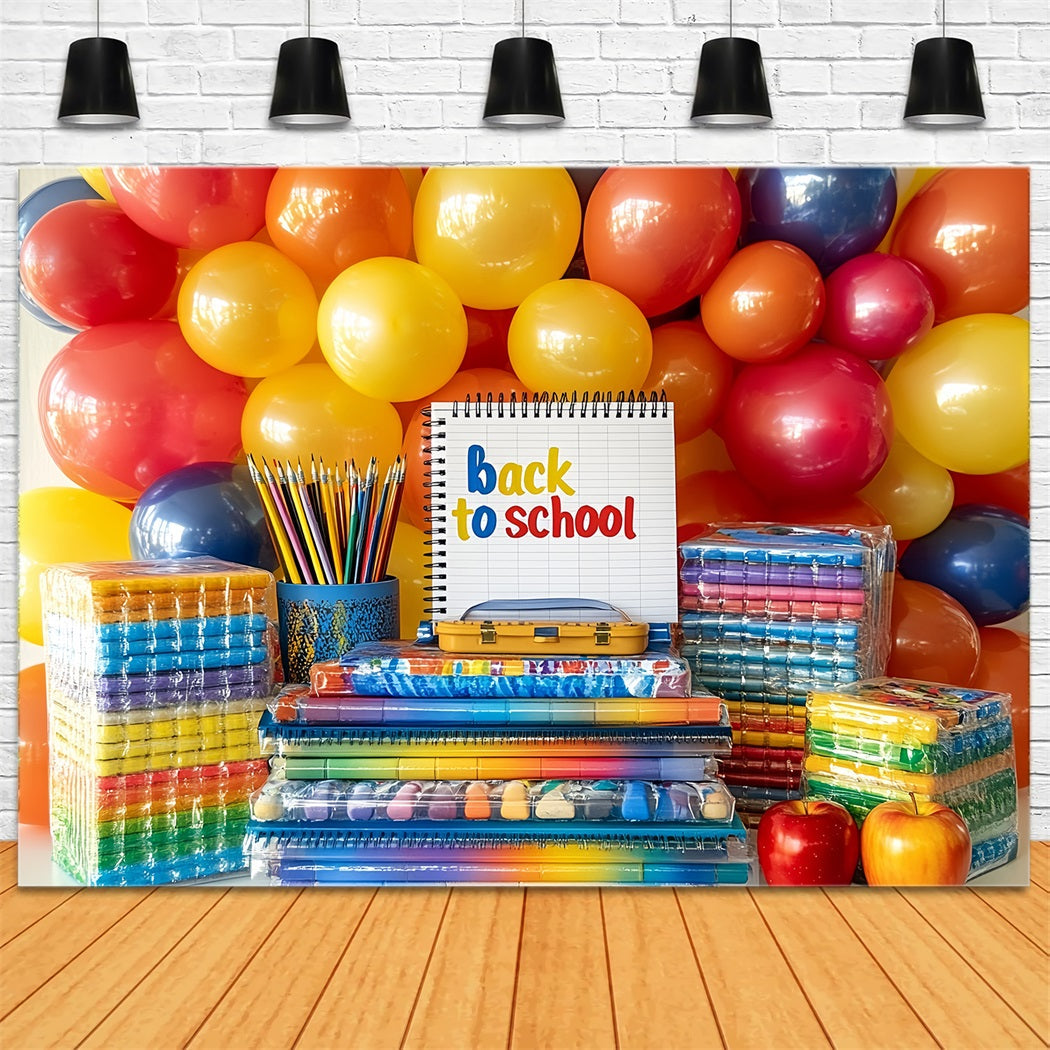 Book Backdrop Rainbow Balloons School Supplies Display School Backdrop UK CSH58-116