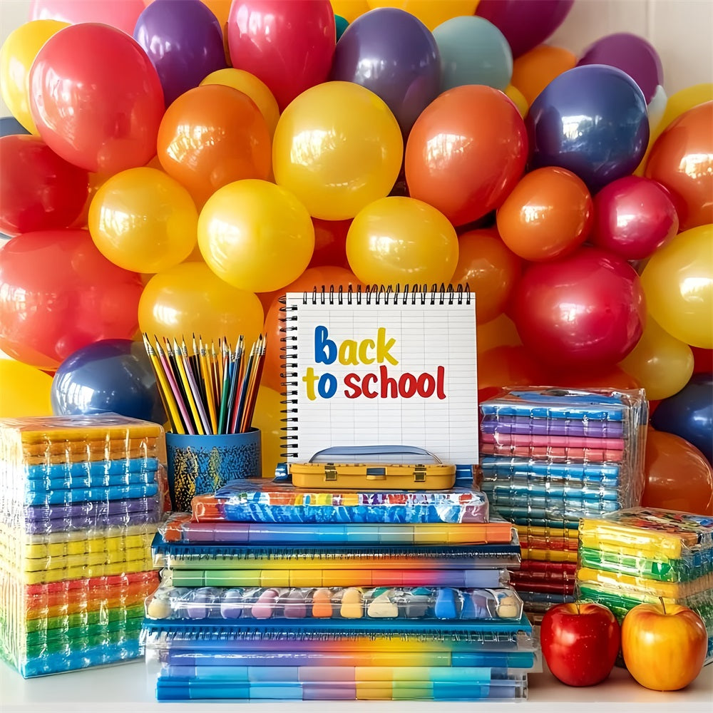 Book Backdrop Rainbow Balloons School Supplies Display School Backdrop UK CSH58-116