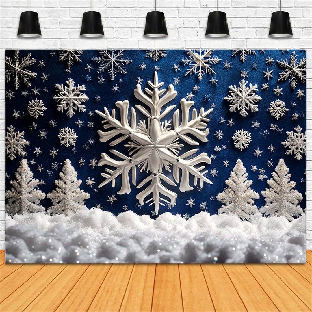 Snowflake Backdrop Blue Snowflake Forest and Glitter Trees Winter Backdrop UK CSH58-16