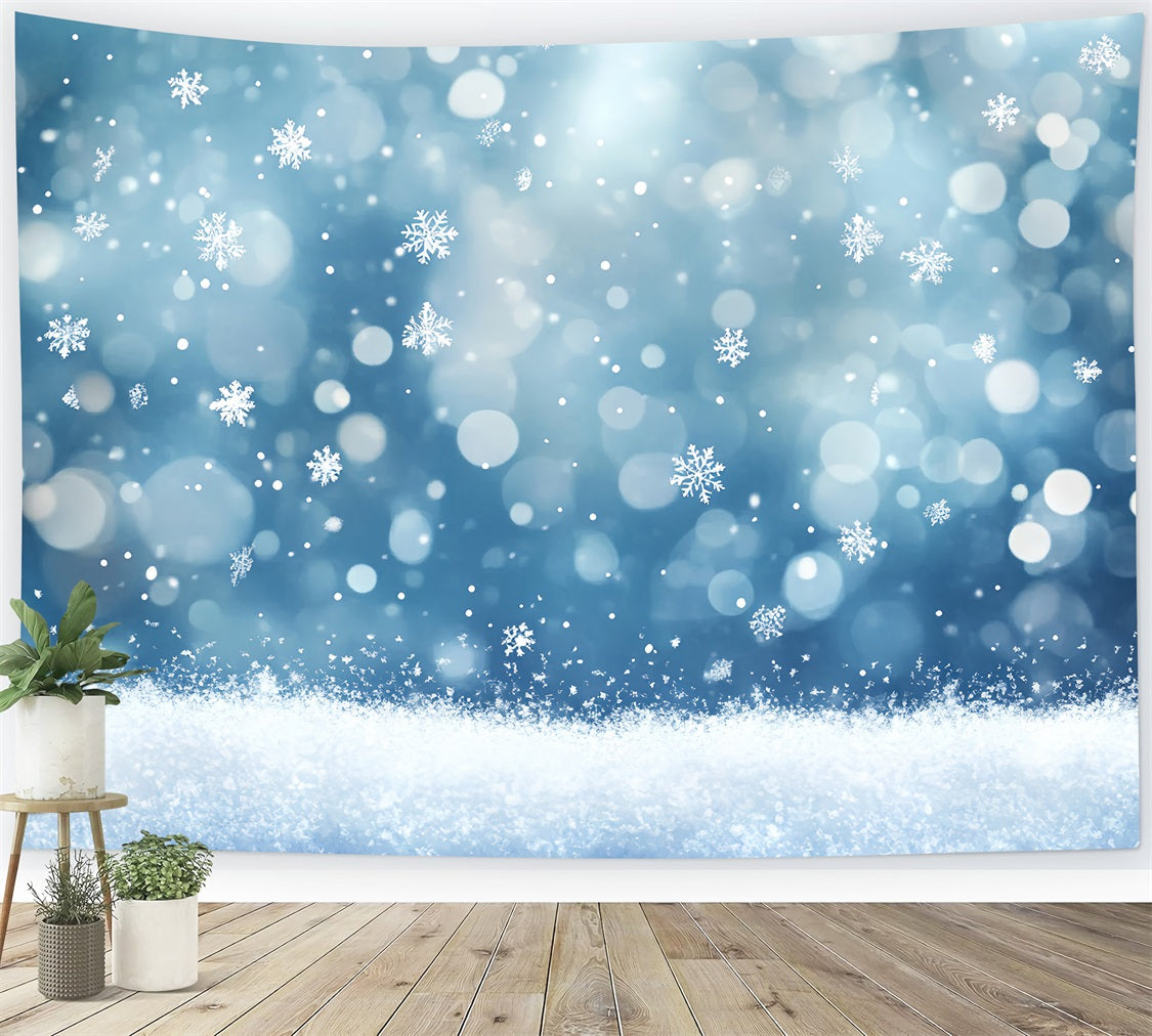 Snowflake Backdrop Falling Snowflakes and Sparkling Bokeh Lights Winter sky Backdrop UK CSH58-17