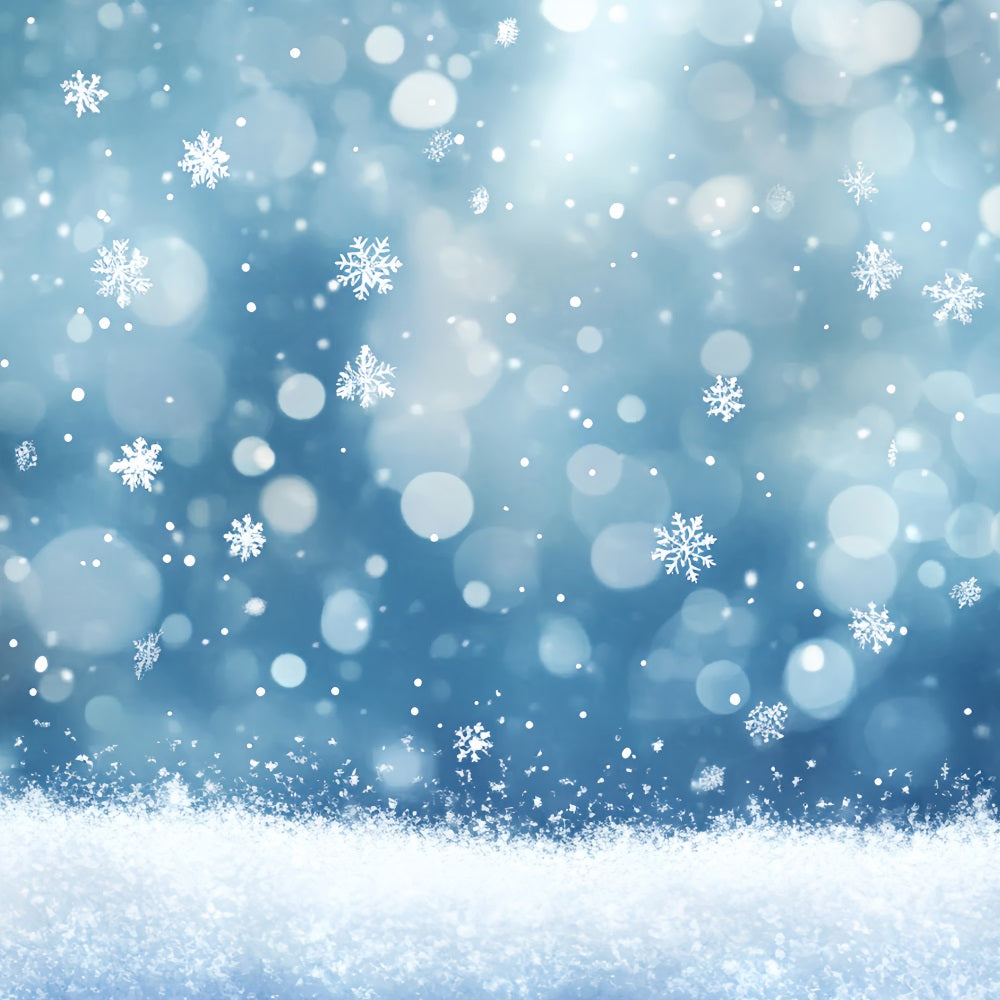 Snowflake Backdrop Falling Snowflakes and Sparkling Bokeh Lights Winter sky Backdrop UK CSH58-17