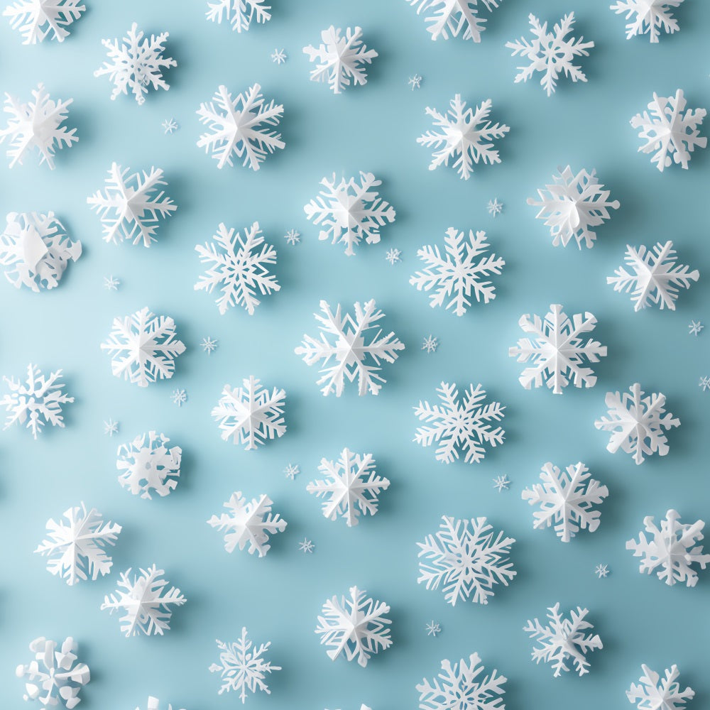 Snowflake Backdrop 3D White Snowflakes on Aqua Background Winter Backdrops UK CSH58-19