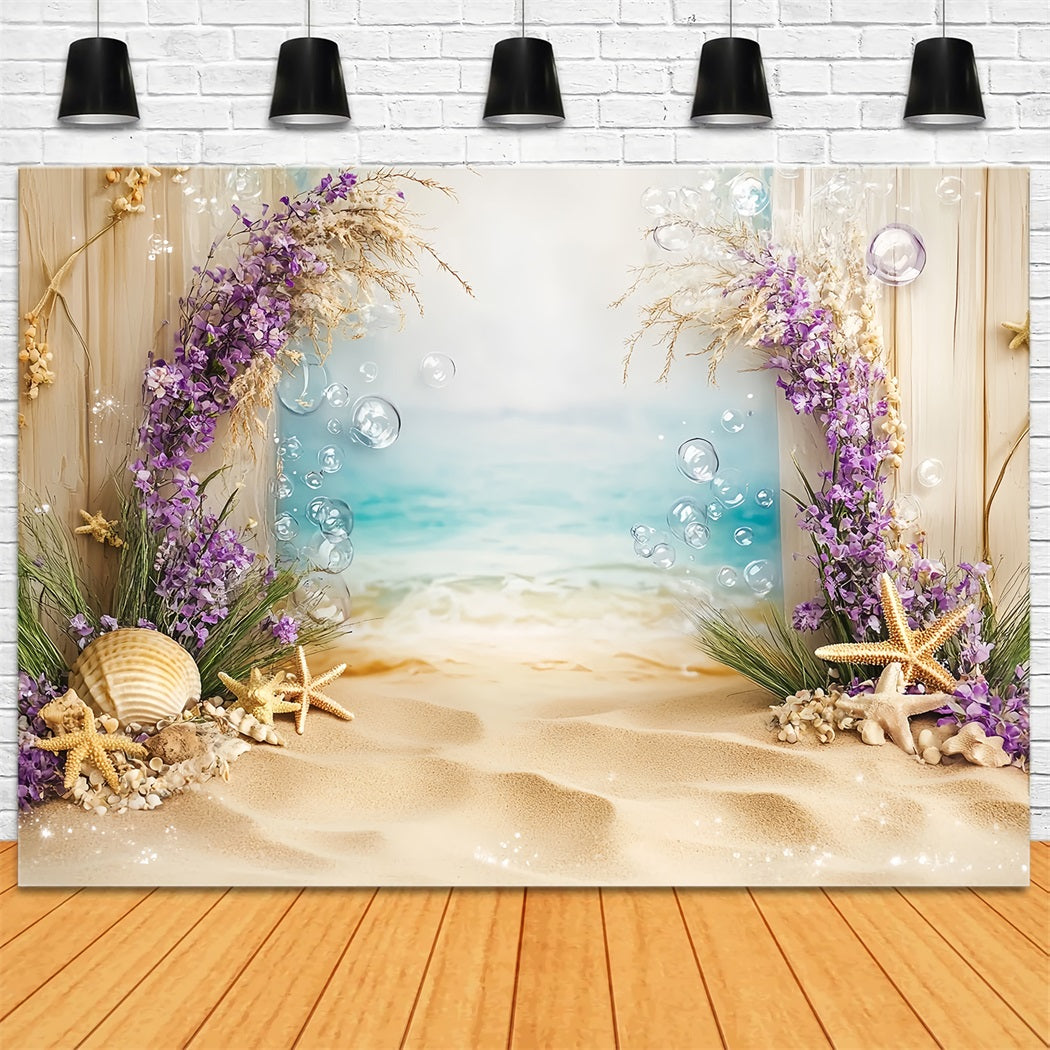 Summer Ocean Backdrop Seashell Starfish Floral Beach Summer Backdrop UK CSH58-212