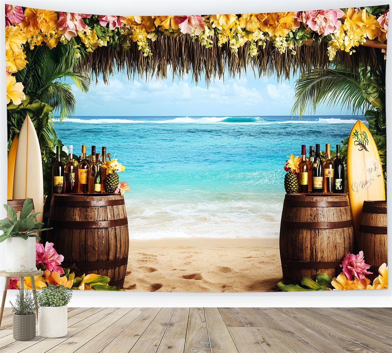 Summer Ocean Backdrop Tropical Surfboard Tiki Bar Summer Backdrops UK CSH58-213