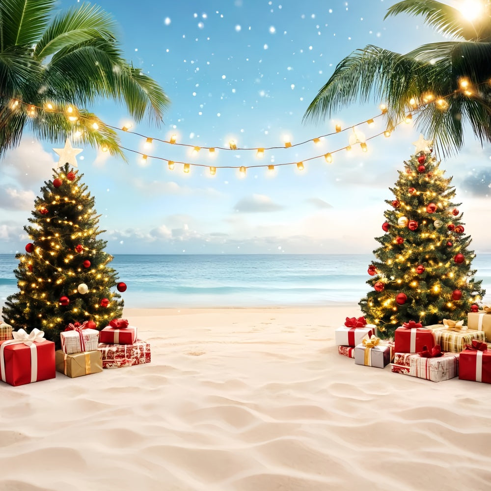 Summer Ocean Backdrop Christmas Palm Tree Paradise Summer Photo Backdrop UK CSH58-214