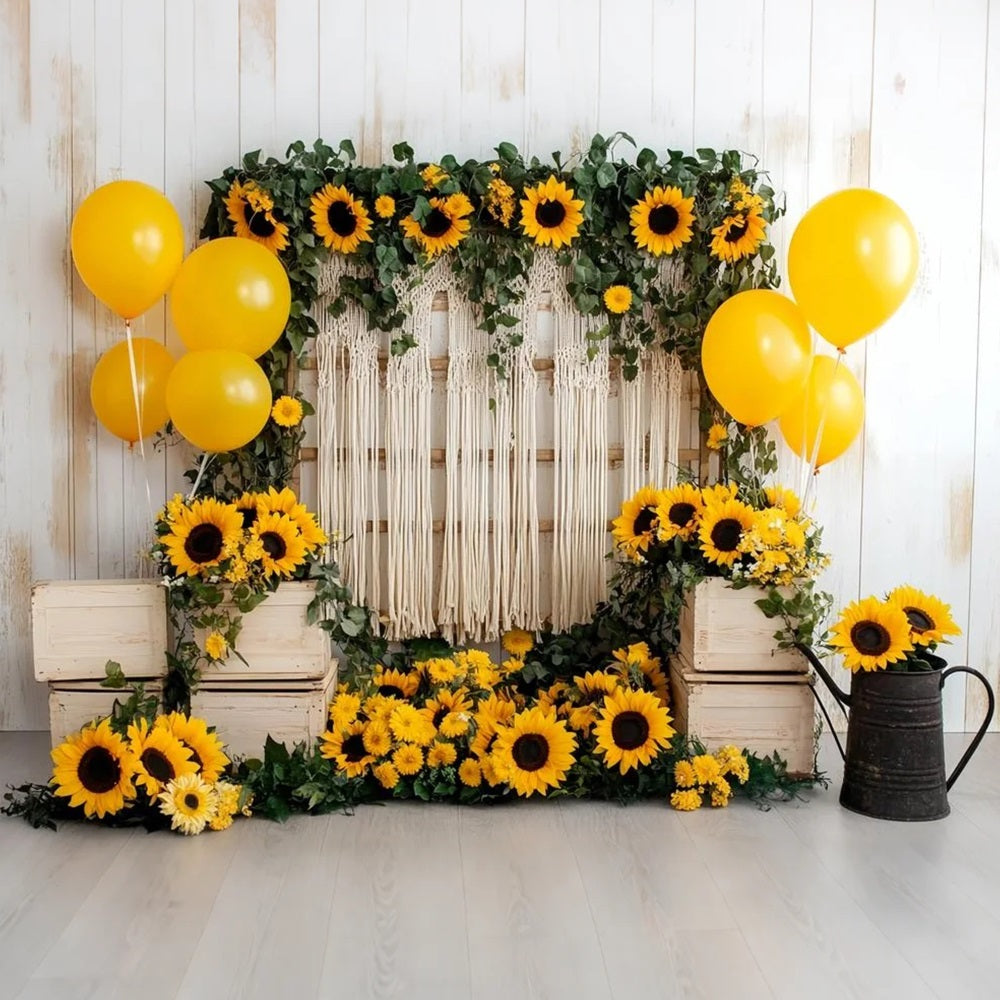 Autumn Sunflower Backdrop Boho Sunflower Balloon Decor Fall Backdrops UK CSH58-219
