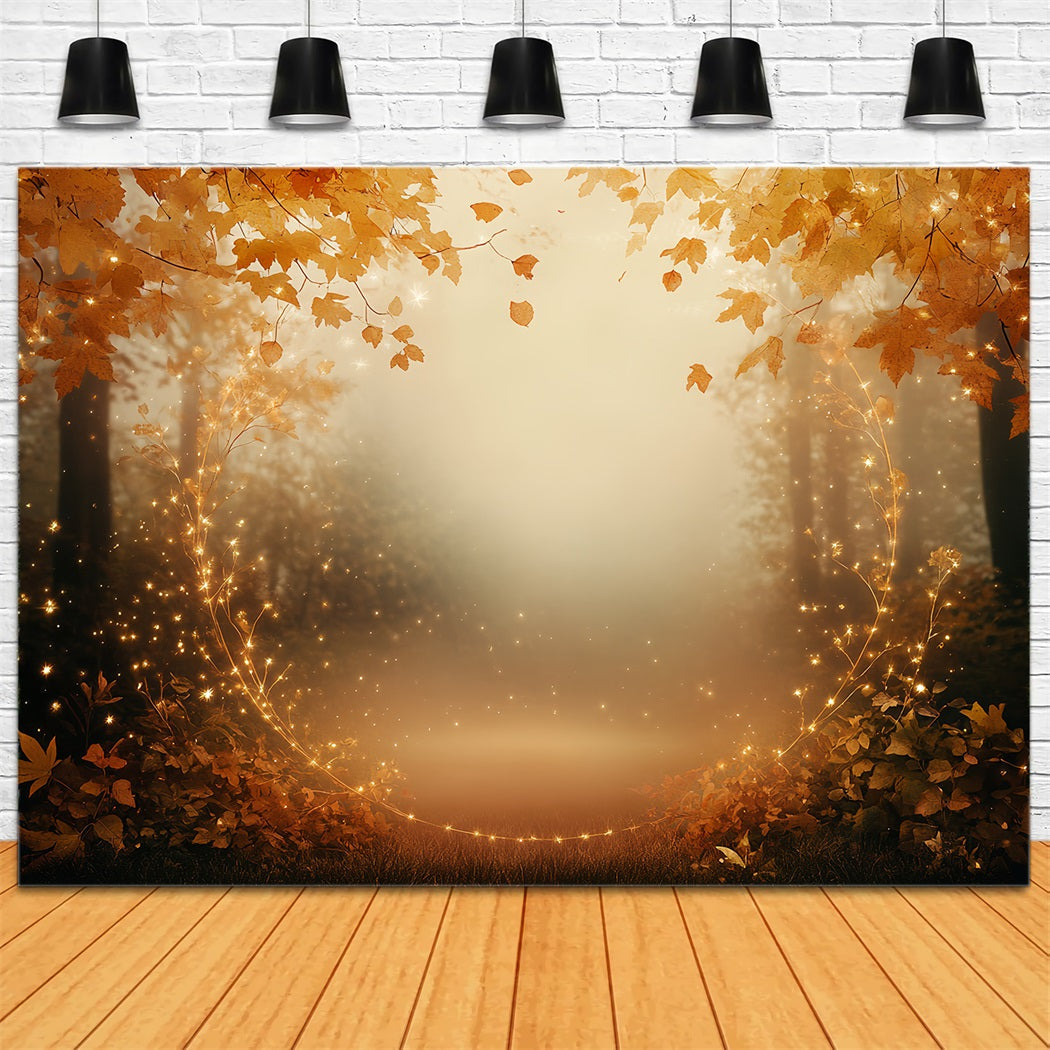 Fall Nature Backdrop Golden Leaves Sparkling Circle Autumn Backdrops UK CSH58-227