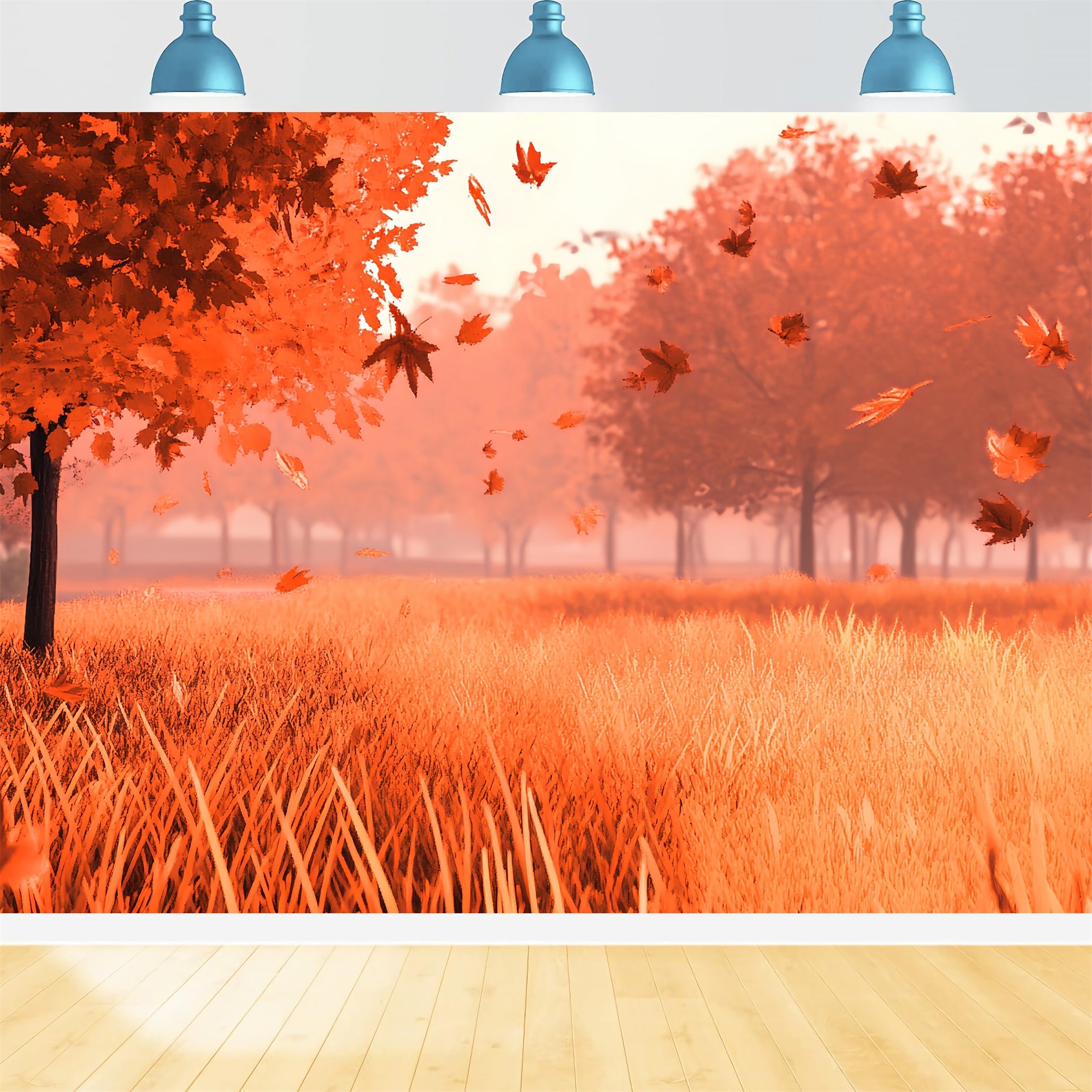Fall Nature Backdrop Falling Leaves Autumn Field Fall Leaves Backdrop UK CSH58-230