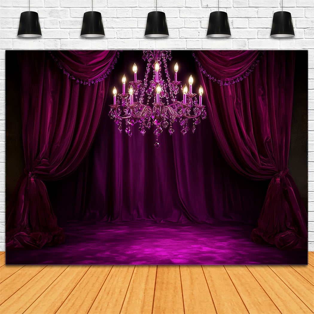 Boudoir Sexy Backdrop Magenta Velvet Chandelier Drapes Boudoir Backdrop UK CSH58-251