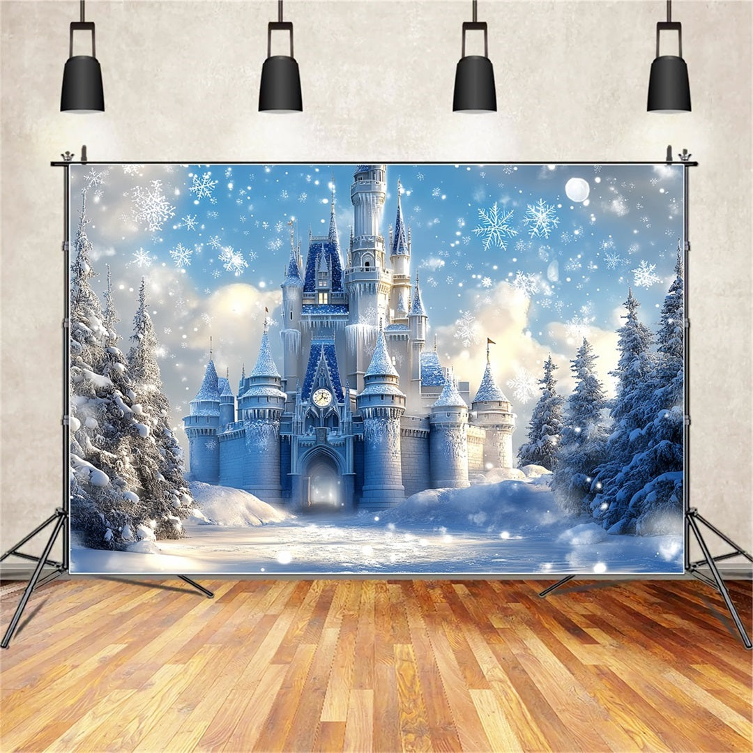 Frozen Backdrop Snowflake-Adorned Royal Ice Palace Winter castle Backdrop UK CSH58-30