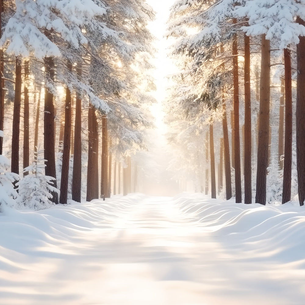 Nature Backdrop Snow-covered Straight Forest Backlighting Warm Sunlight Winter Forest Backdrop UK CSH58-41