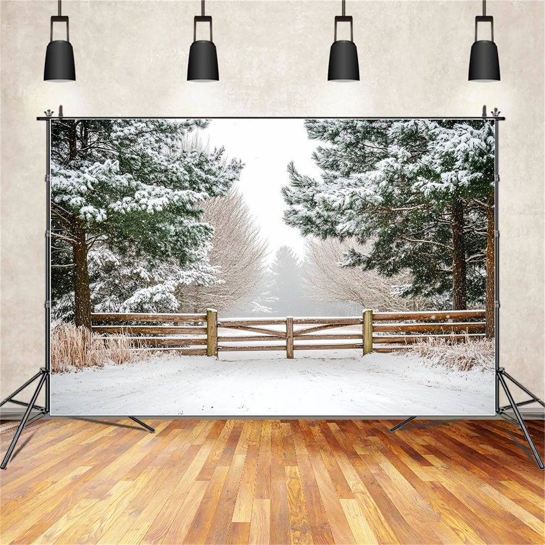 Nature Backdrop Winter Holly Forest Pasture Fencing Winter Backdrop ideas UK CSH58-42