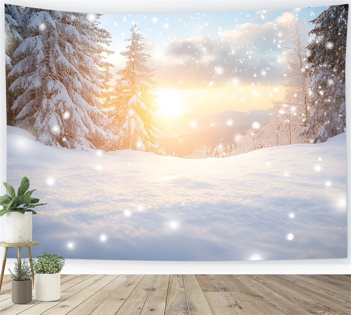Nature Backdrop Dreamy Winter Warmth Snow Drift Forest Backdrop Winter wonderland UK CSH58-45