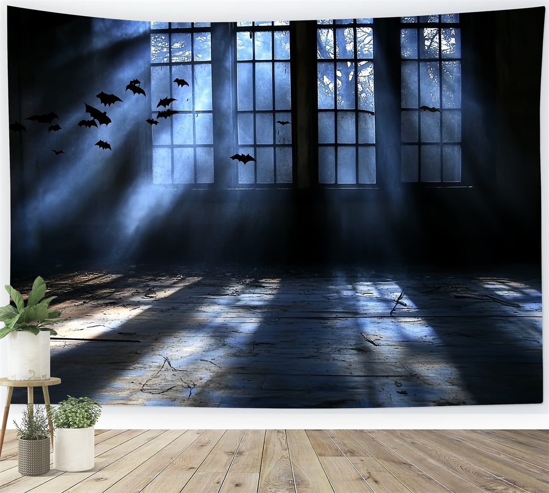 Spooky Backdrop Haunted Window Bat Shadows Halloween Backdrops UK CSH58-58