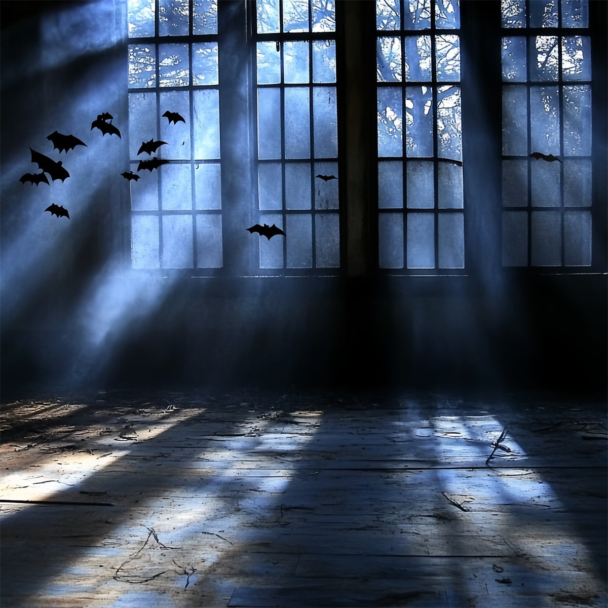Spooky Backdrop Haunted Window Bat Shadows Halloween Backdrops UK CSH58-58