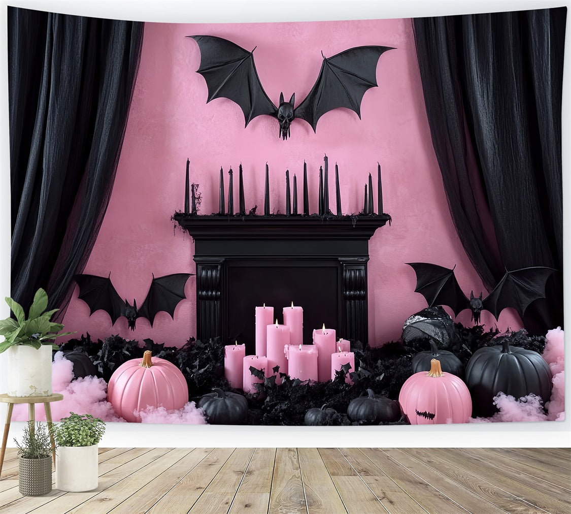Fireplace Backdrop Pink Gothic Bat Mantel Halloween Backdrops UK CSH58-61