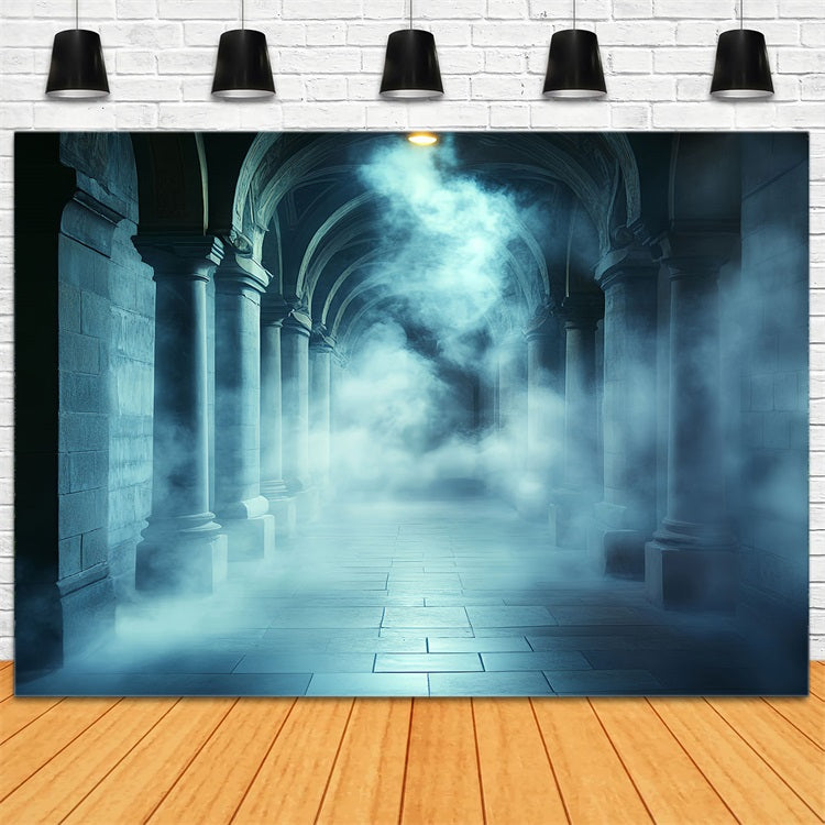Dark Backdrop Foggy Gothic Stone Corridor Halloween Backdrop UK CSH58-74
