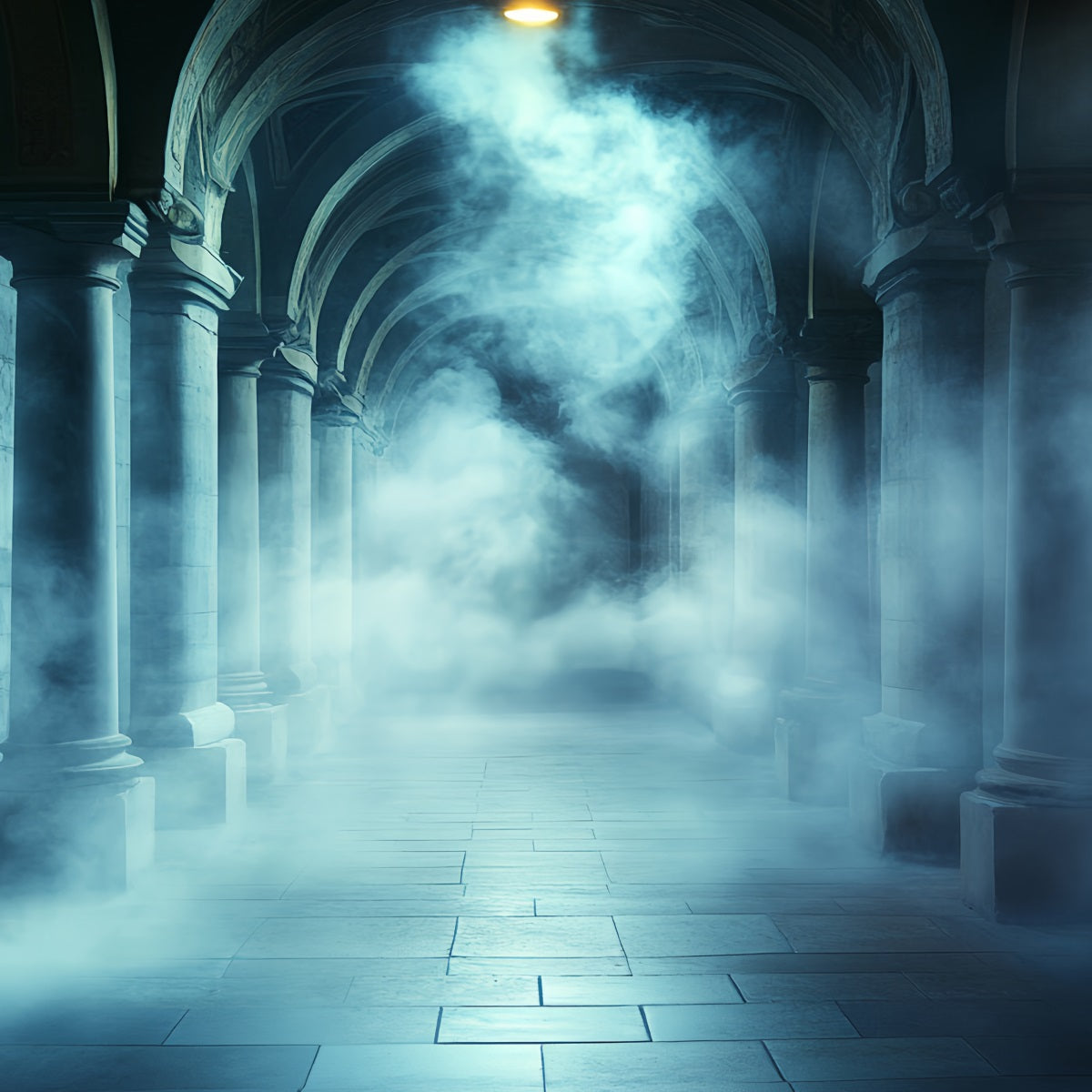 Dark Backdrop Foggy Gothic Stone Corridor Halloween Backdrop UK CSH58-74