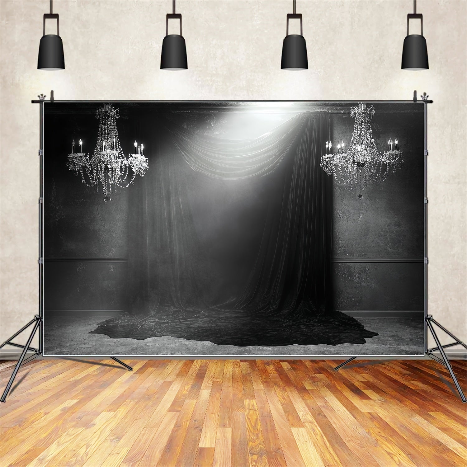 Dark Backdrop Dark Velvet Chandelier Drapes Halloween Photo Backdrop UK CSH58-76