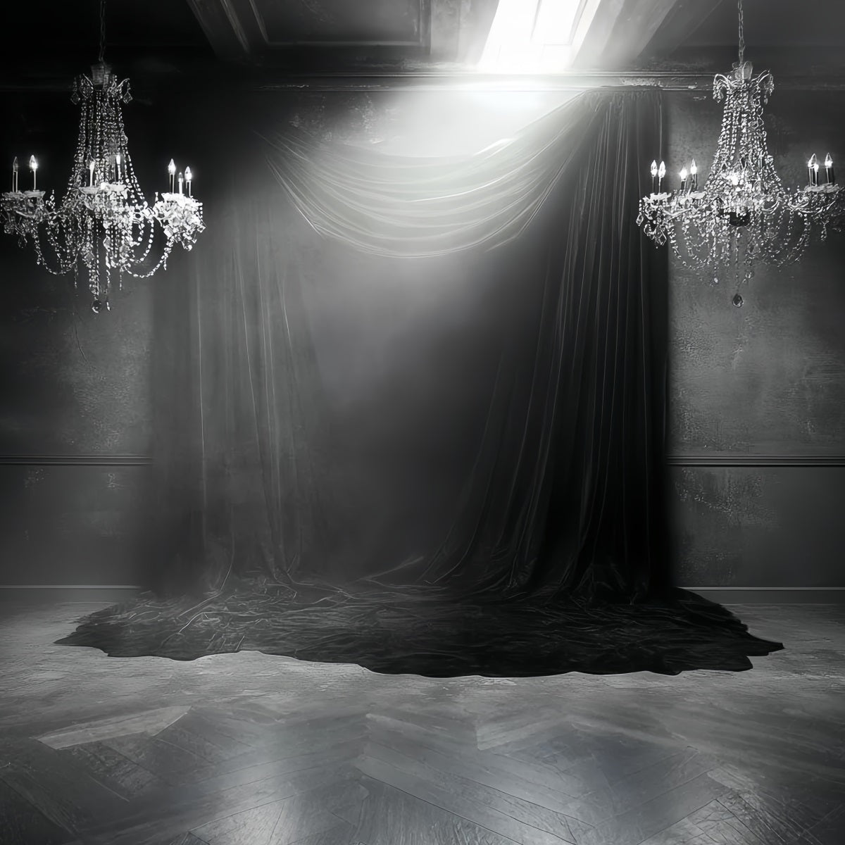 Dark Backdrop Dark Velvet Chandelier Drapes Halloween Photo Backdrop UK CSH58-76