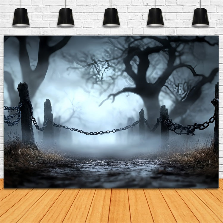 Dark Backdrop Fog Chains Haunted Path Halloween Backdrop Ideas UK CSH58-78