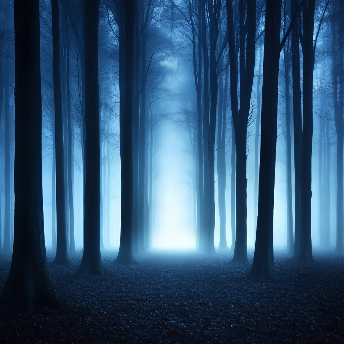 Dark Backdrop Blue Mist Dark Woods Halloween Backdrops for Photos UK CSH58-79