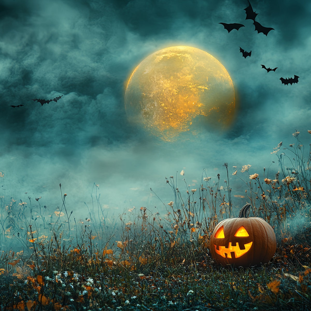 Night Sky Backdrop Pumpkin Moonlit Night Sky Halloween Backdrop UK CSH58-81