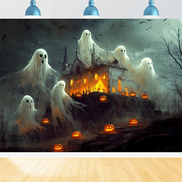 Scary Halloween Backdrop Ghost Parade Pumpkin Path Backdrop UK CSH6-101