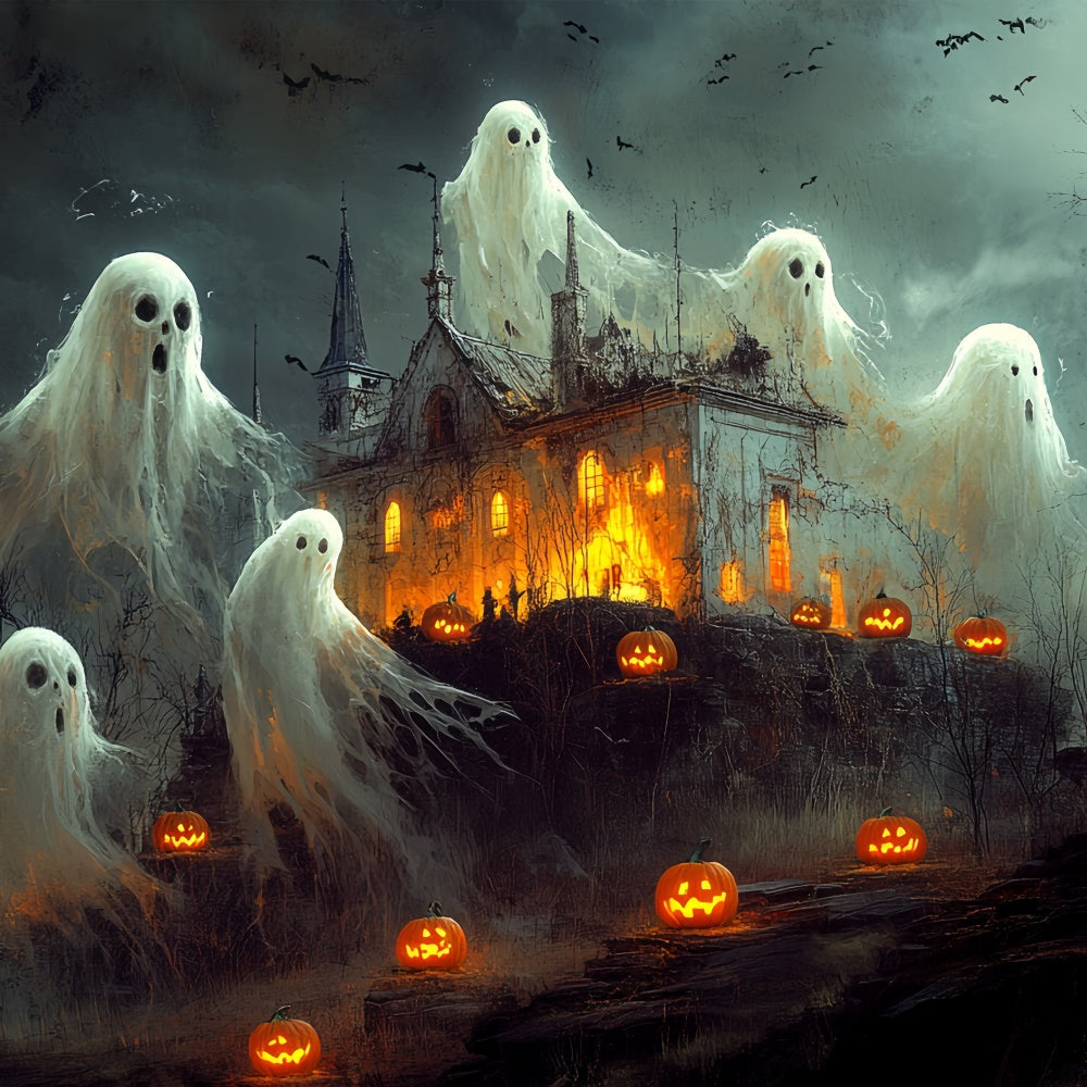 Scary Halloween Backdrop Ghost Parade Pumpkin Path Backdrop UK CSH6-101