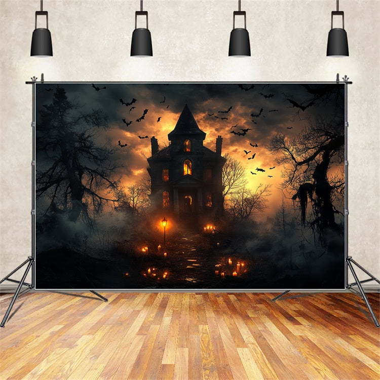 Halloween Backdrop Haunted Twilight Horror House Backdrop UK CSH6-104
