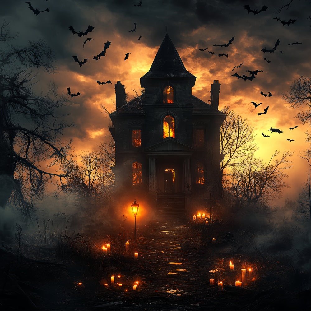 Halloween Backdrop Haunted Twilight Horror House Backdrop UK CSH6-104