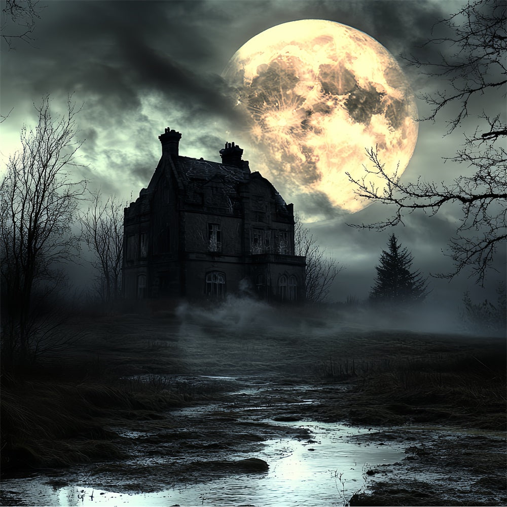 Halloween Moon Backdrop Fog Moon Horror Night Backdrop UK CSH6-105