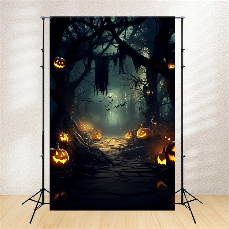 Spooky Forest Backdrop Haunted Pumpkin Trail Halloween Backdrop UK CSH6-109