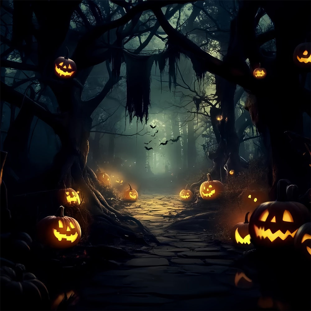 Spooky Forest Backdrop Haunted Pumpkin Trail Halloween Backdrop UK CSH6-109