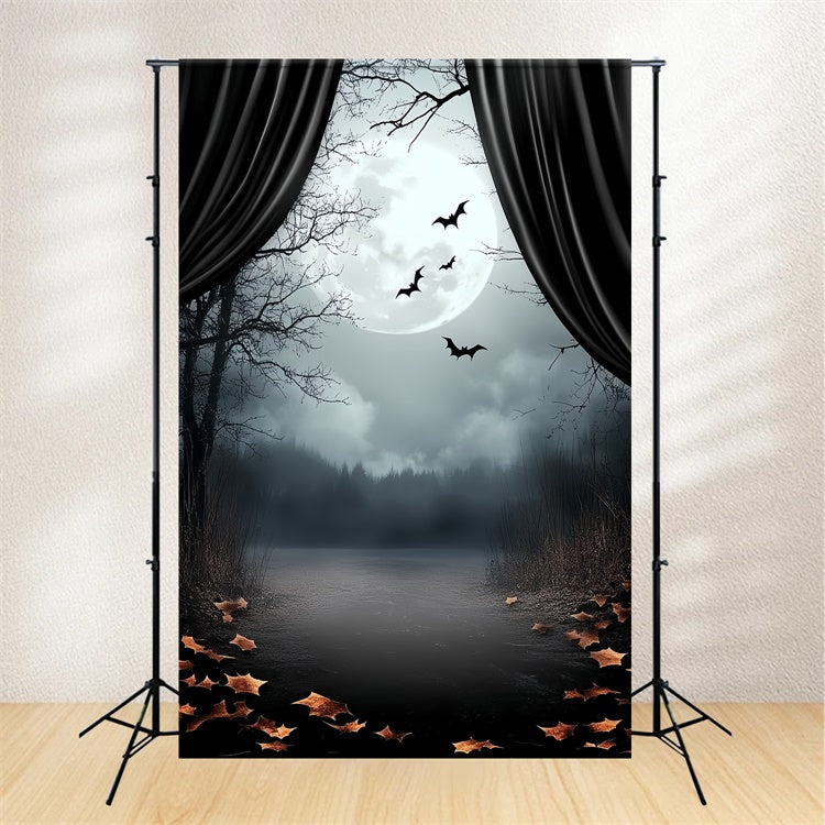 Halloween Moon Backdrop Moonlit Curtain Shadows Backdrop UK CSH6-110