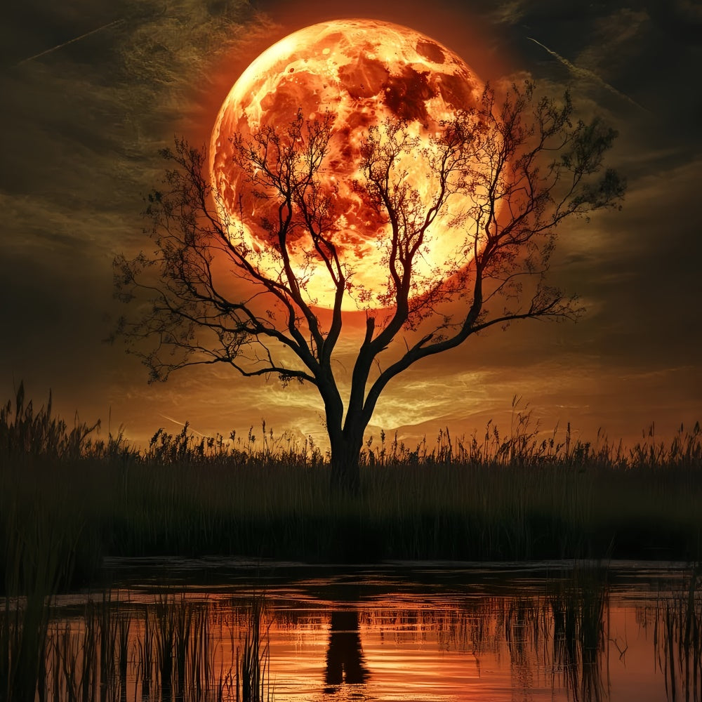 Halloween Moon Backdrop Crimson Moon Willow Backdrop UK CSH6-112