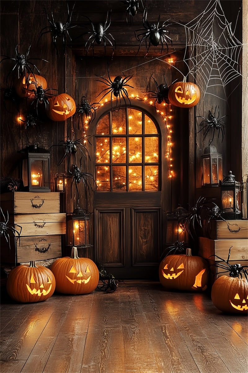 Halloween Backdrops Haunted Entry Pumpkin Spider Backdrop UK CSH6-113