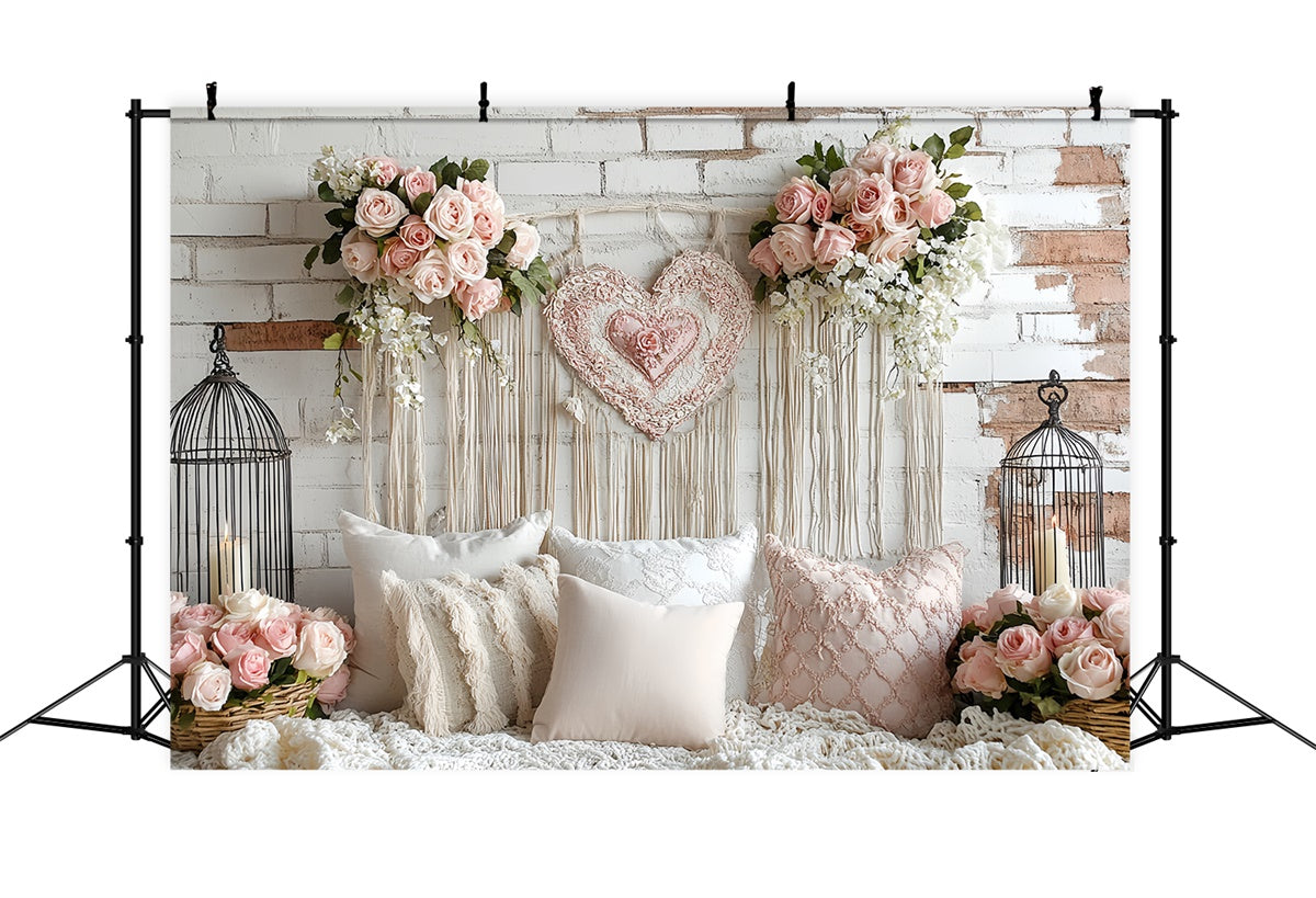 Brick Wall Backdrop Blush Rose Brick Romance Backdrop UK CSH6-131