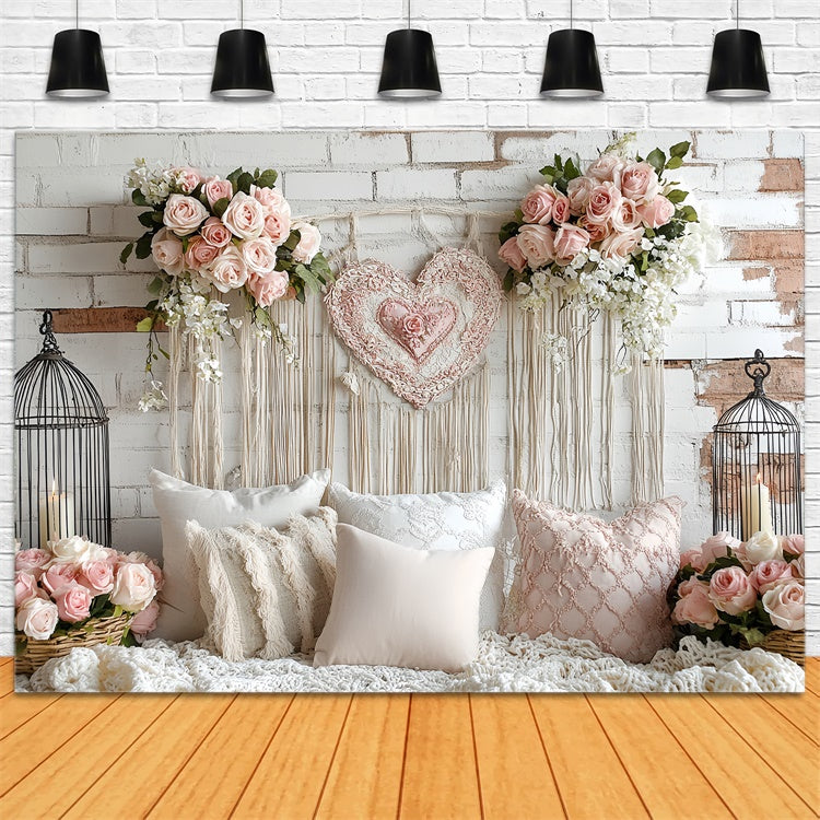 Brick Wall Backdrop Blush Rose Brick Romance Backdrop UK CSH6-131