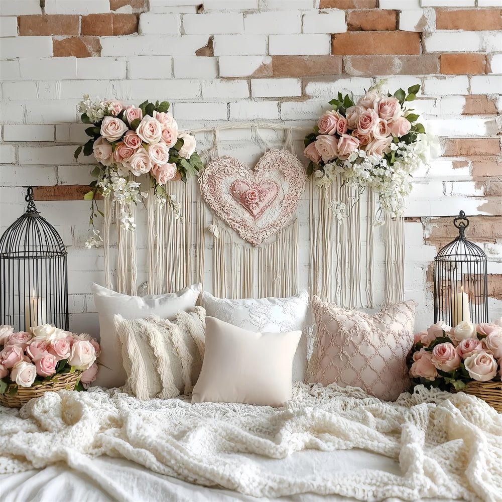 Brick Wall Backdrop Blush Rose Brick Romance Backdrop UK CSH6-131