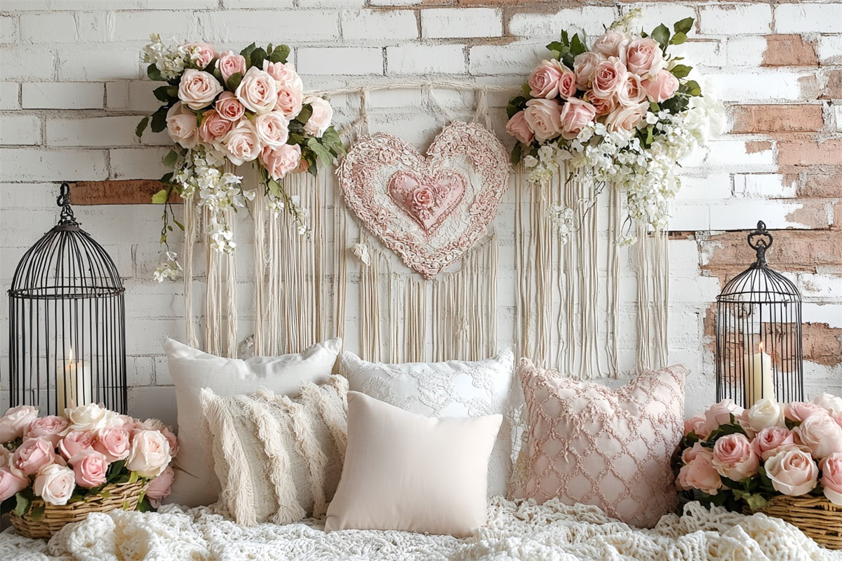 Brick Wall Backdrop Blush Rose Brick Romance Backdrop UK CSH6-131