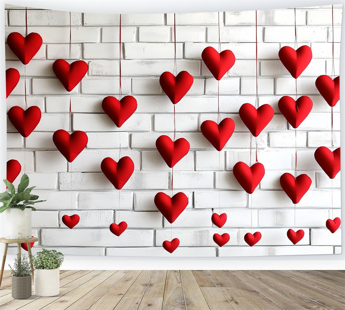 Valentine's Backdrop Minimalist Red Heart Brick Wall Backdrop UK CSH6-132