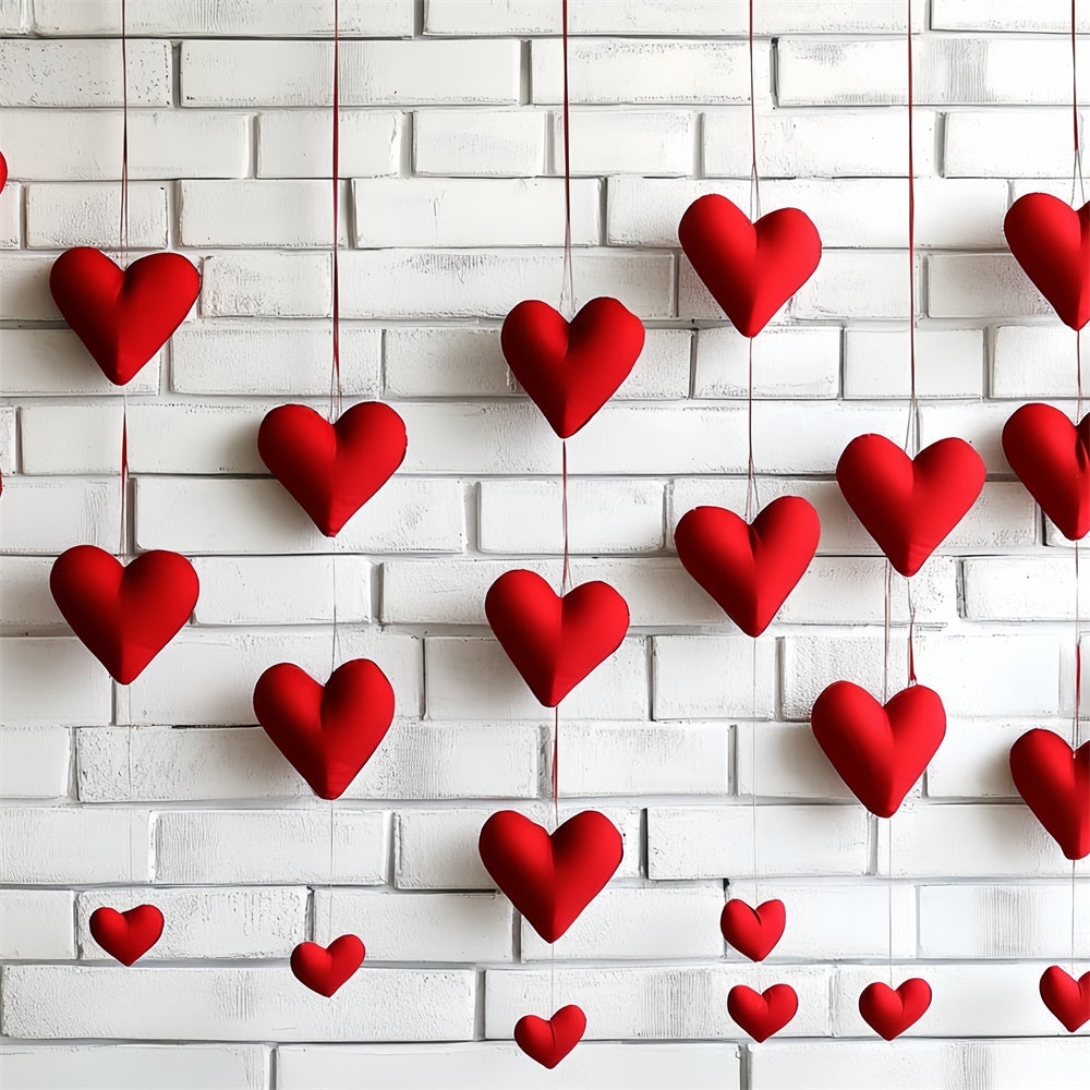 Valentine's Backdrop Minimalist Red Heart Brick Wall Backdrop UK CSH6-132