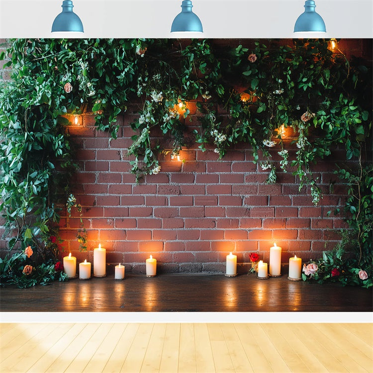 Red Brick Backdrop Candlelit Ivy Romance Backdrop UK CSH6-134